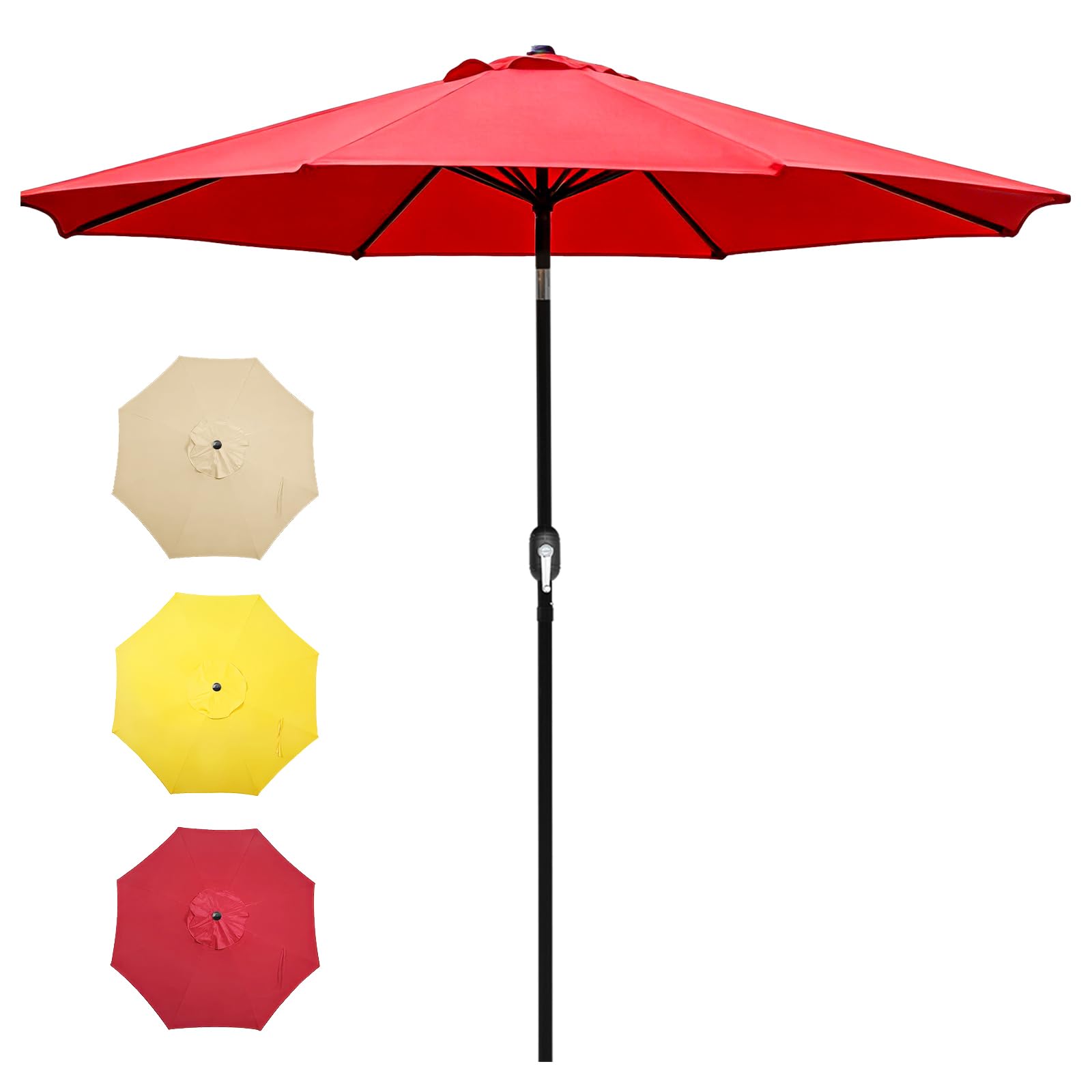 9FT Patio Umbrella Outdoor Table Market Umbrella with Push Button Tilt & Crank, 8 Sturdy Ribs Waterproof UV Protection Fade-Resistant for Garden, Deck, Backyard, Pool