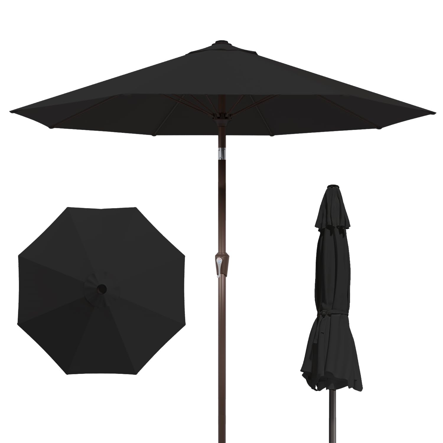 9FT Patio Umbrella Outdoor Table Umbrella w/Push Button Tilt and Crank, 8 Sturdy Ribs, UV Resistant Waterproof Market Umbrella for Pool, Deck, Backyard, Garden, Light Gray