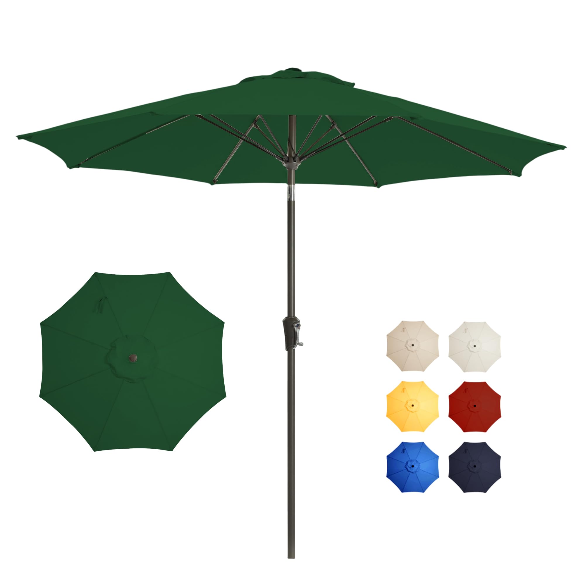 9FT Large Outdoor Patio Umbrella Pool Market Umbrella-UV Resistant, Easy Push Button Tilt and Crank, 8 Sturdy Ribs Heavy-Duty Table Umbrella for Deck, Backyard,Garden (Navy)