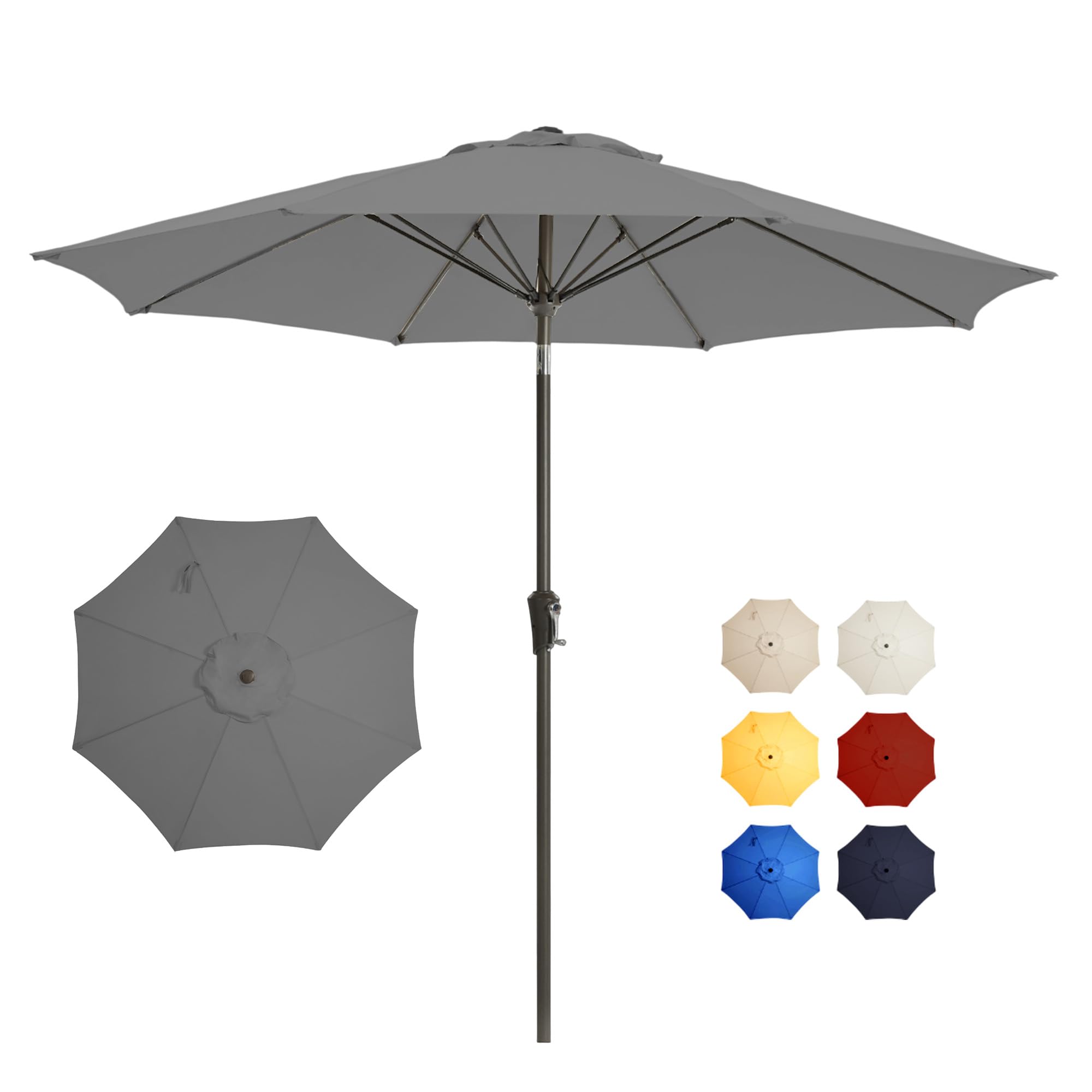 9FT Large Outdoor Patio Umbrella Pool Market Umbrella-UV Resistant, Easy Push Button Tilt and Crank, 8 Sturdy Ribs Heavy-Duty Table Umbrella for Deck, Backyard,Garden (Navy)