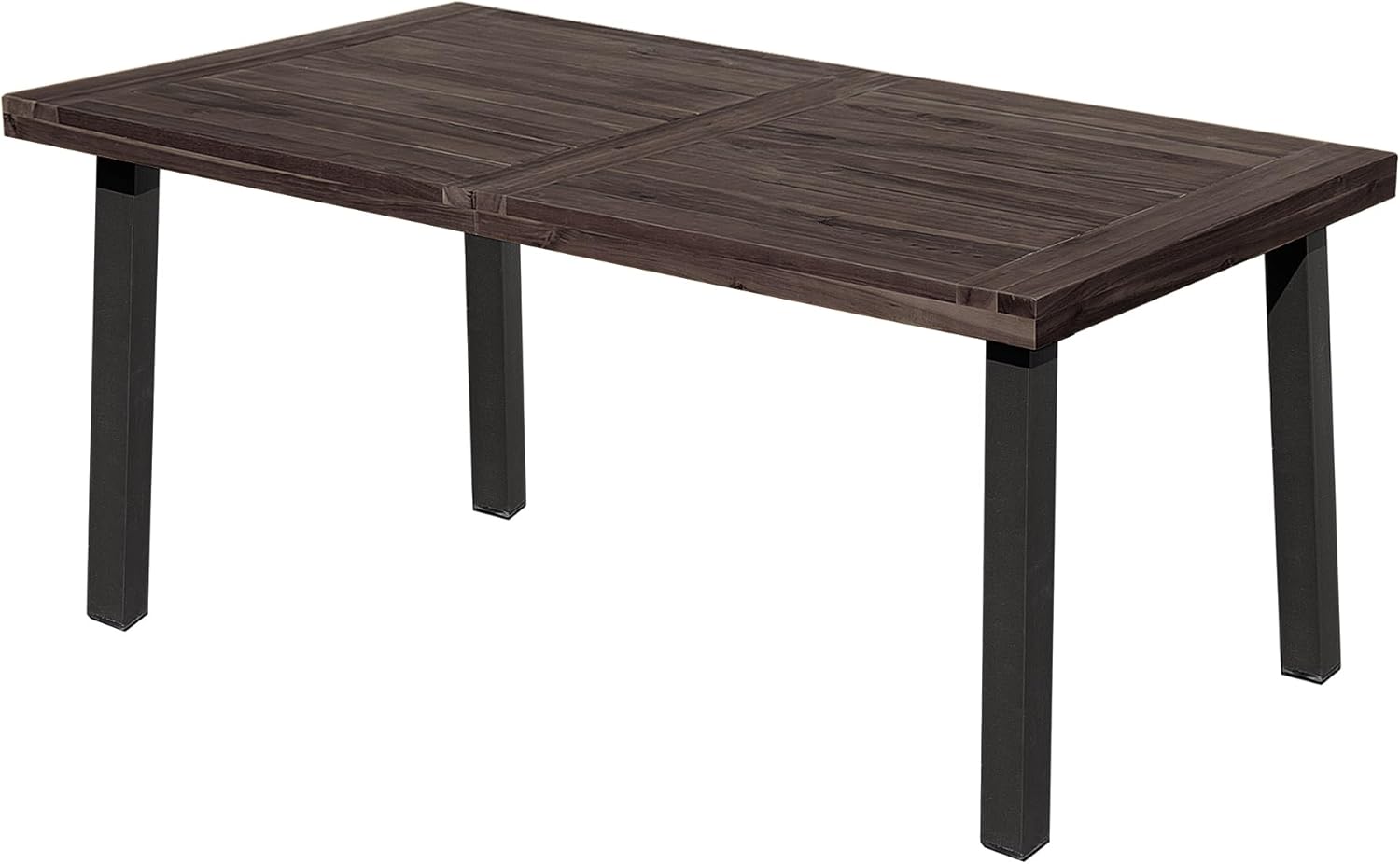 Flamaker Dining Table for 6 FSC Acacia Wood Indoor Outdoor Home Kitchen Table with Iron Legs Large Rectangular Patio Table for Deck, Sunroom (Espresso)