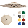 Ayge 9FT Large Outdoor Patio Umbrella Market Table Umbrella-UV Resistant, Easy Push Button Tilt and Crank, 8 Sturdy Fiberglass Ribs Heavy-Duty Pool Umbrella for Deck, Backyard,Garden,Beige