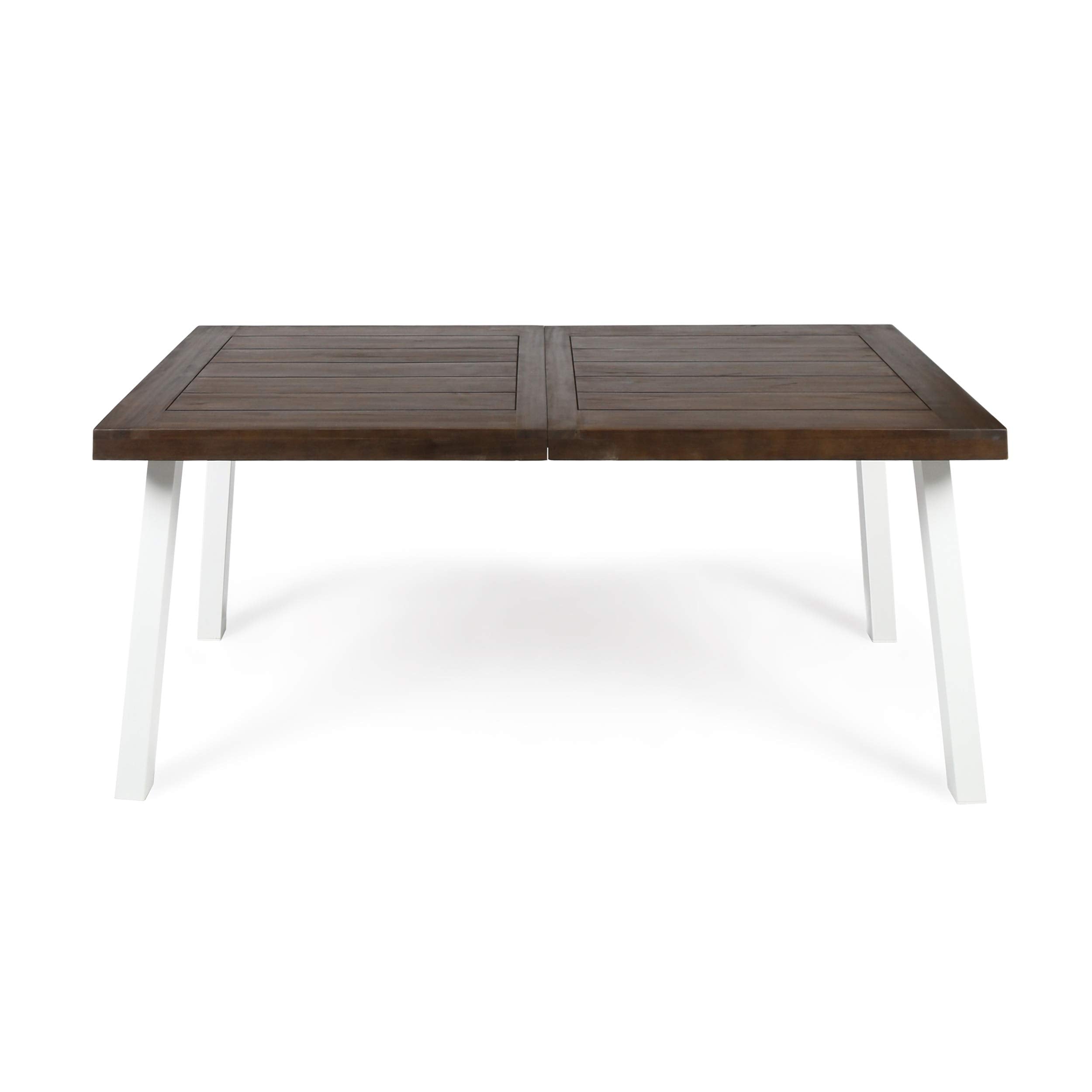 Christopher Knight Home Della Acacia Wood Dining Table, Teak Finish With Rustic Metal