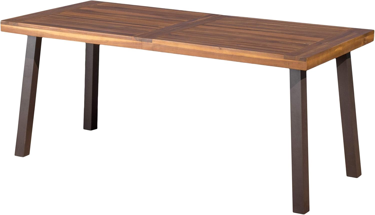 Christopher Knight Home Della Acacia Wood Dining Table, Teak Finish With Rustic Metal