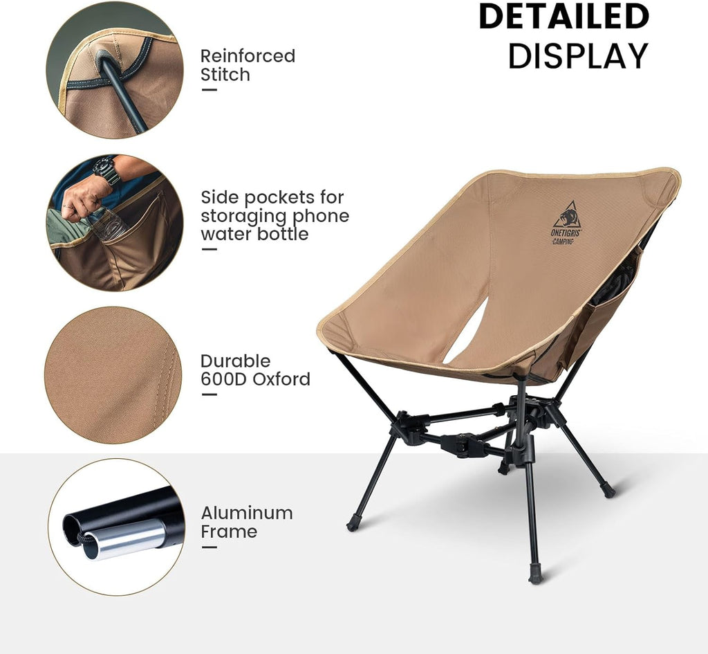 ONETIGRIS Tigerblade Camping Chair, Lightweight Folding Backpacking Hiking Chair, Compact Portable 330 lbs Capacity