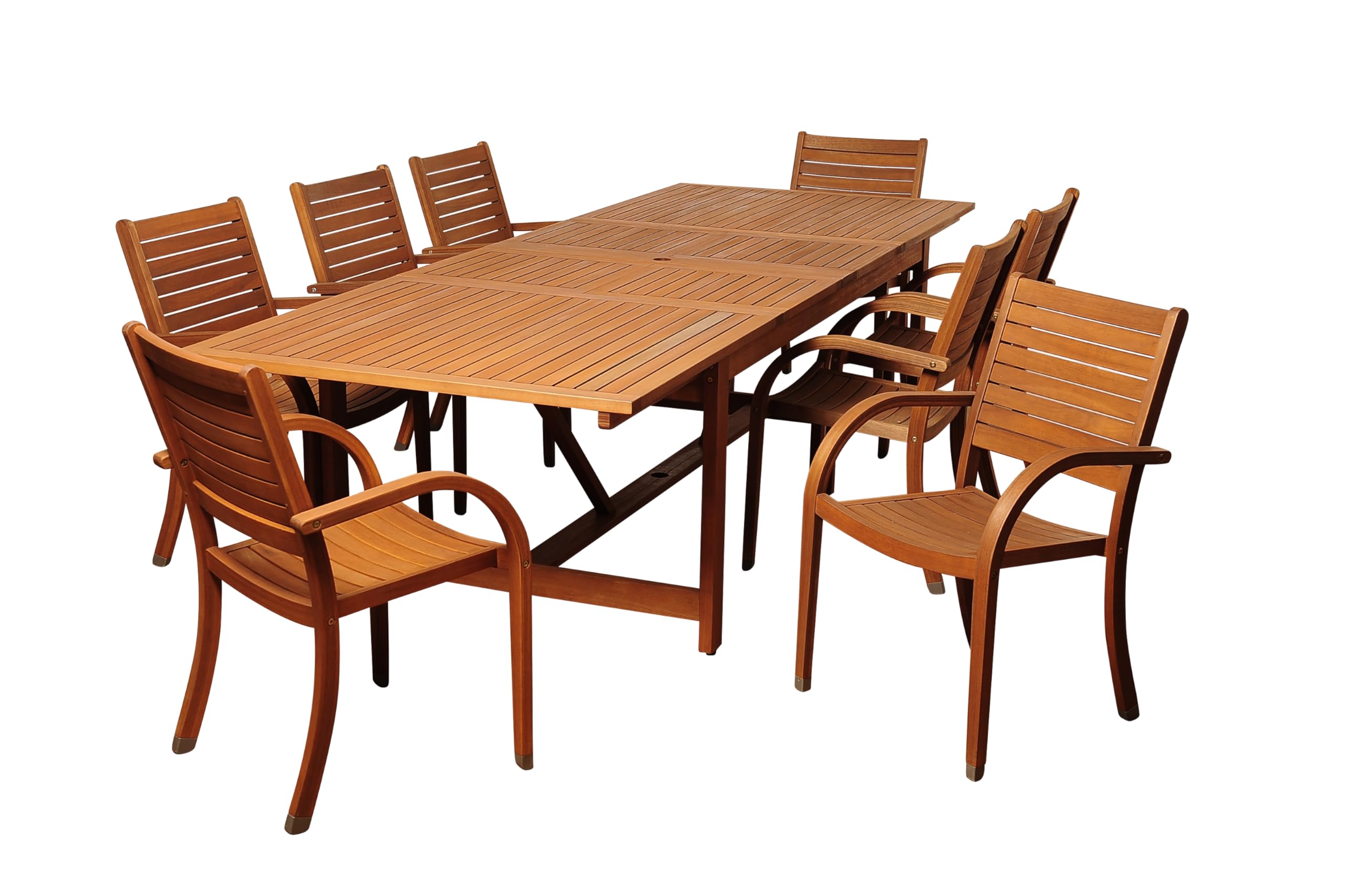 Amazonia Arizona 9 Piece Oval Outdoor Dining Set | Eucalyptus Wood | Durable and Ideal for Patio and Backyard
