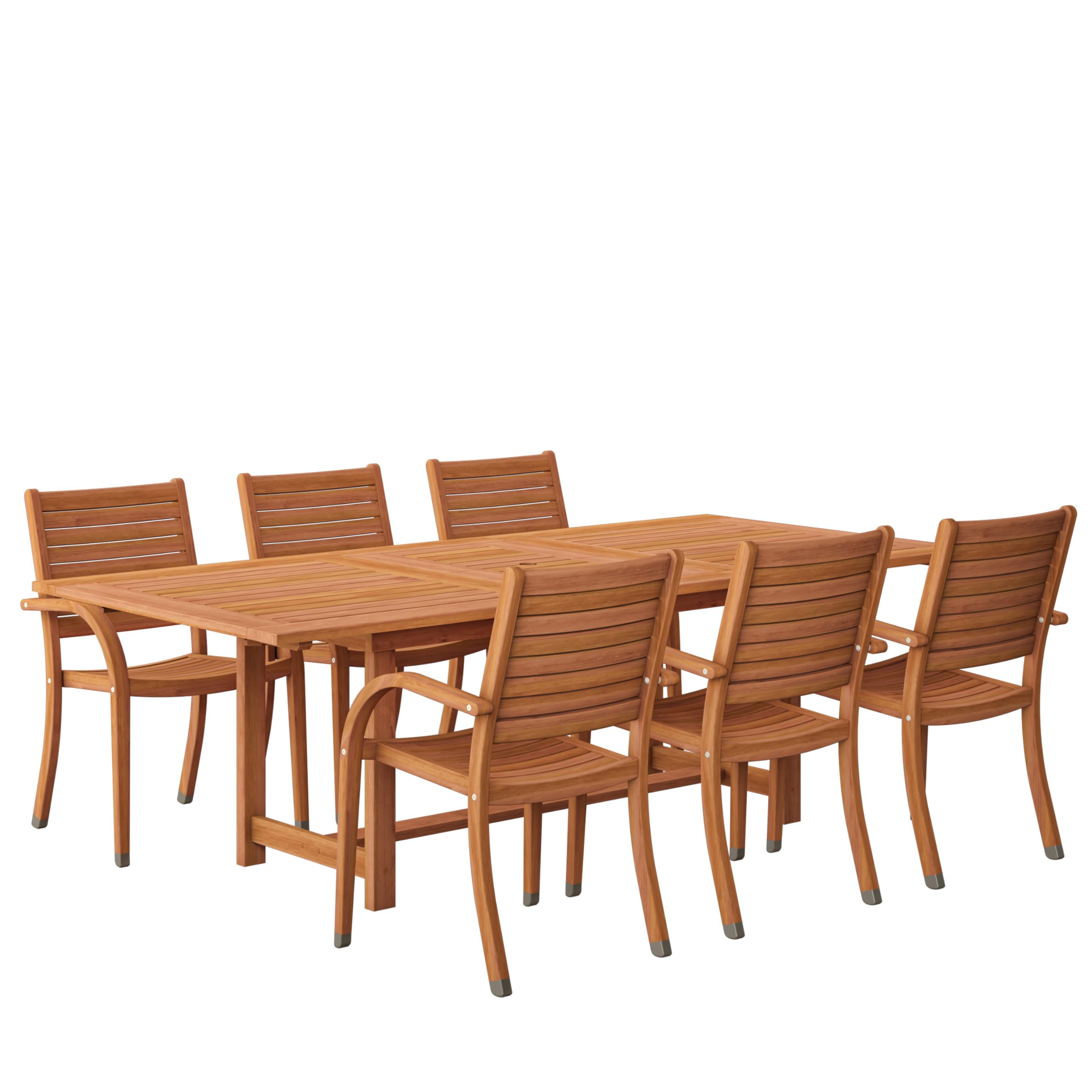Amazonia Arizona 9 Piece Oval Outdoor Dining Set | Eucalyptus Wood | Durable and Ideal for Patio and Backyard