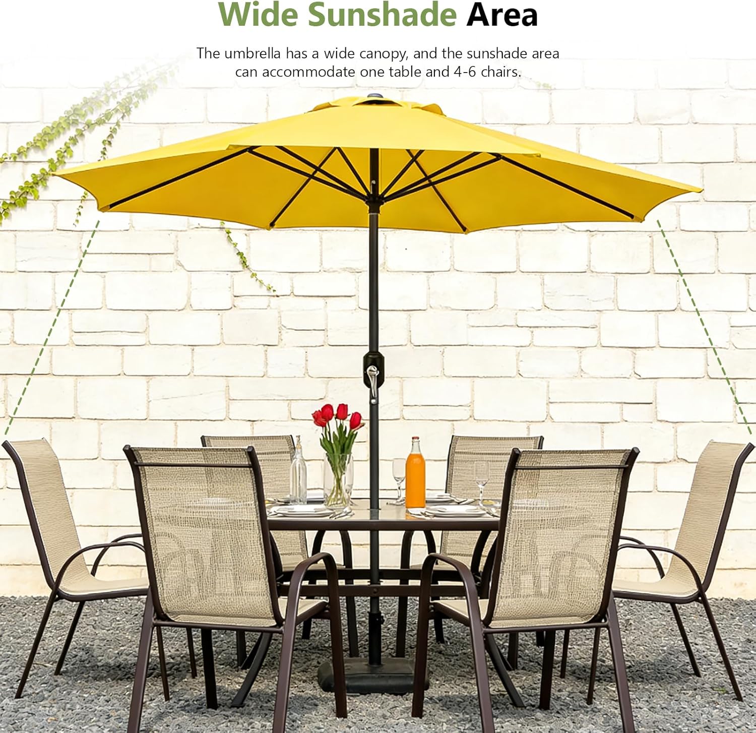 9FT Patio Umbrella Outdoor Table Market Umbrella with Push Button Tilt & Crank, 8 Sturdy Ribs Waterproof UV Protection Fade-Resistant for Garden, Deck, Backyard, Pool