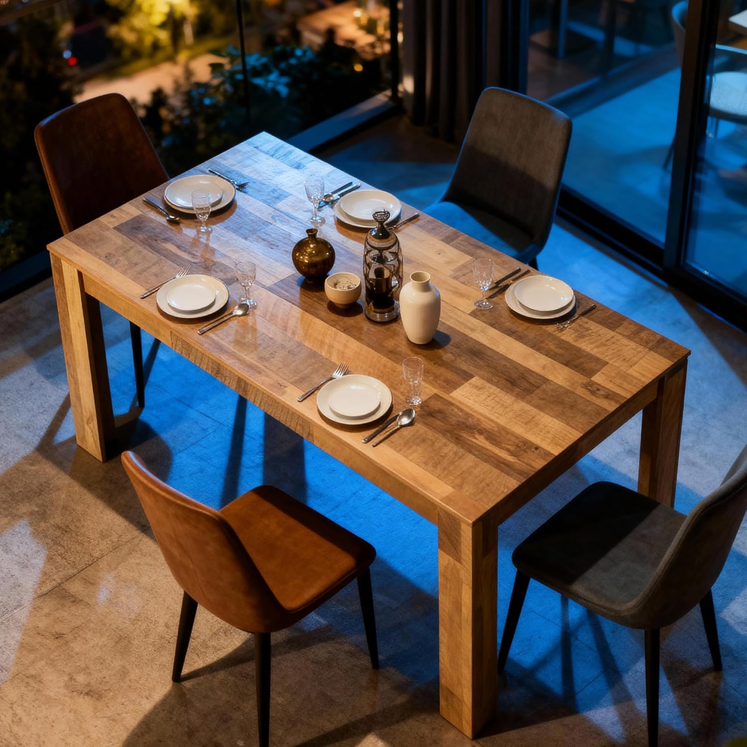 STHOUYN 71" 6ft Kitchen Dining Room Table for 6 8, Large Farmhouse Dinner Table, Wood Rectangular Long Tables for Big Family, Waterproof & Scratch Resistant (Brown)