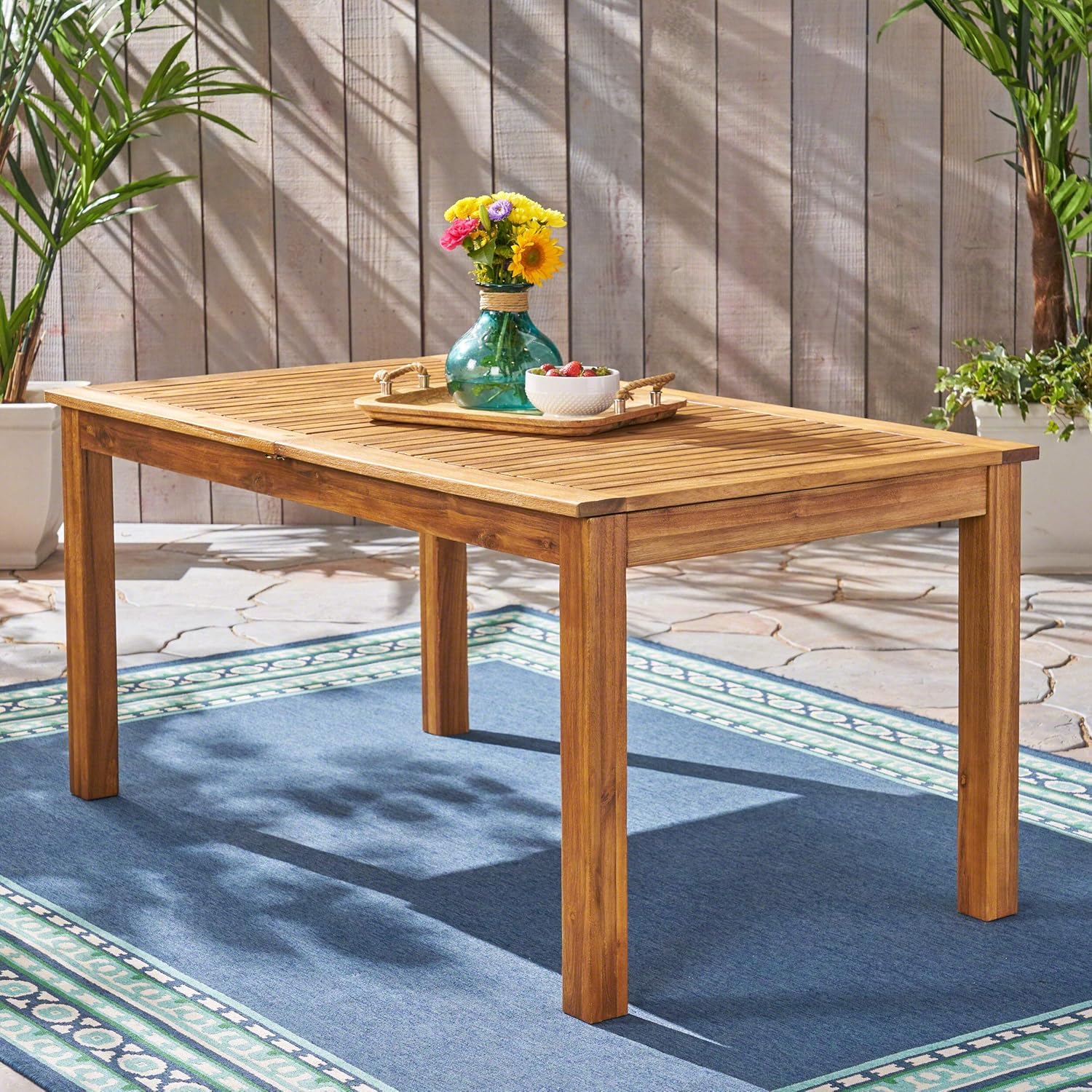 Christopher Knight Home Eric Outdoor Expandable Acacia Wood Dining Table, Natural Finish